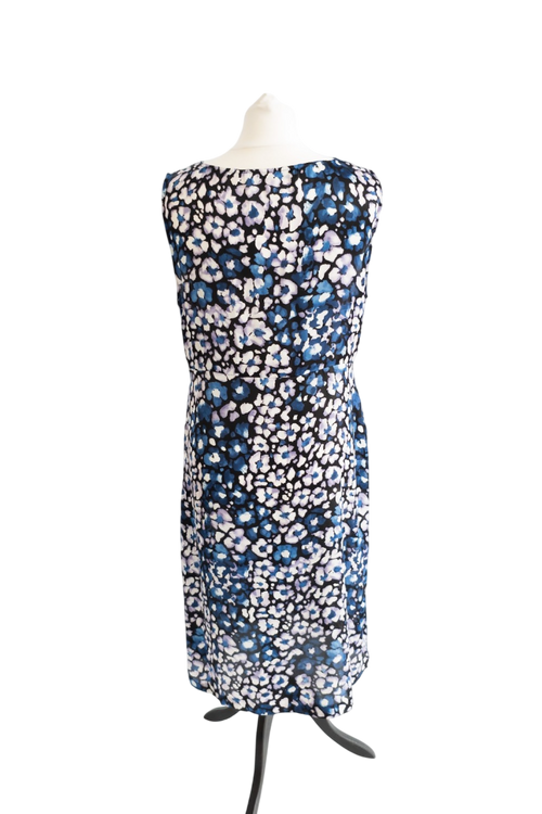 Clements Ribeiro Blue Satin Twist Front Sleeveless Dress UK M