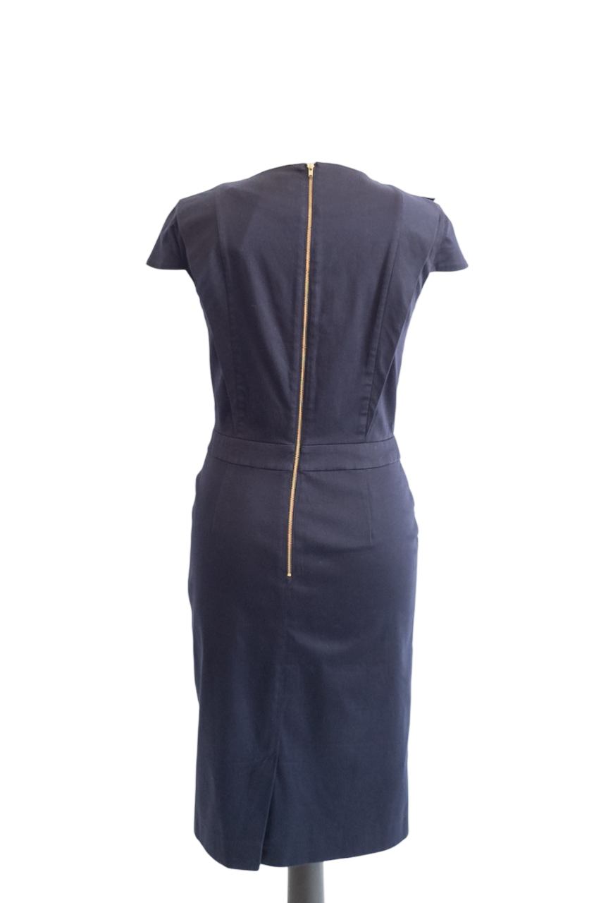 REISS Blue Pleated Wrap Style Bodycon Dress UK 10