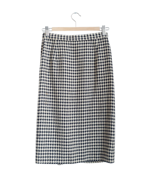 Alexon Black Wool Blend Doogtooth Pencil Skirt UK 10