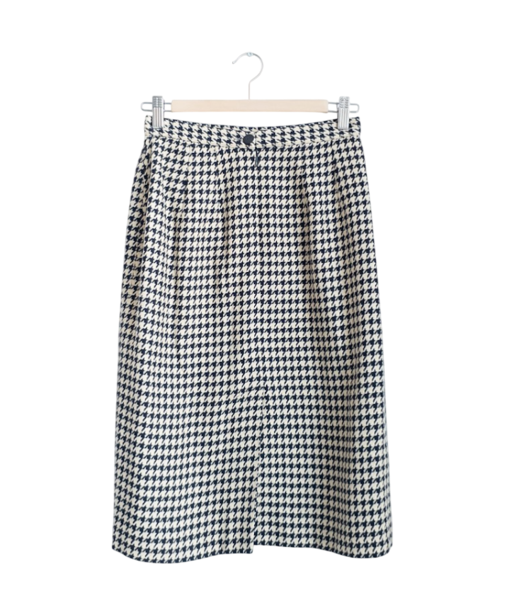 Alexon Black Wool Blend Doogtooth Pencil Skirt UK 10