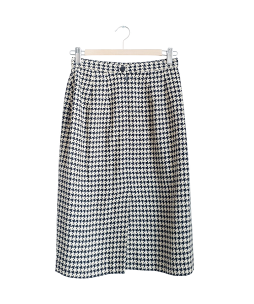 Alexon Black Wool Blend Doogtooth Pencil Skirt UK 10