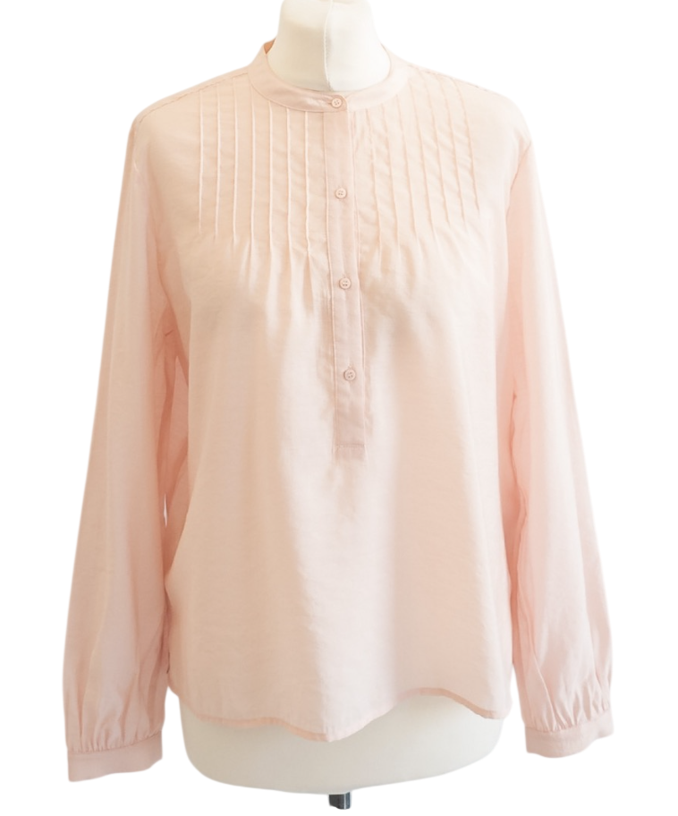 Whistles Pink Pintuck Detailed Shirt UK S