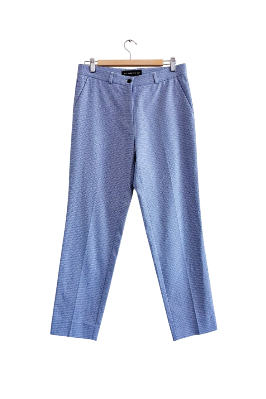 Etro Blue Geometric Cigarette Trousers IT44 UK 12