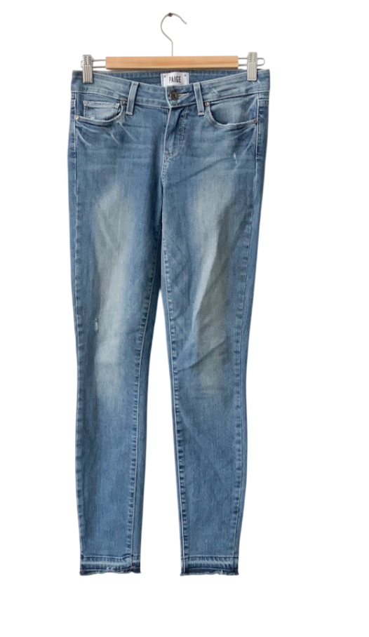 PAIGE Mid Blue Distressed Verdugo Skinny Jeans W26