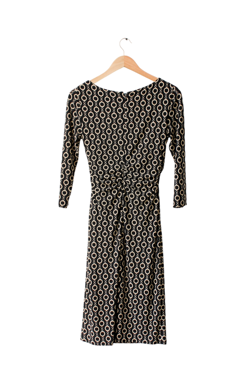 Adrianna Papell Black Chain Print Wrap Dress UK 8