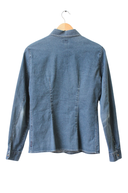 Armani Jeans Blue D607 Fitted Denim Shirt UK 12/14