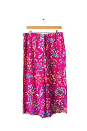 Etro Pink 100% Silk Floral Drawstring Culottes UK 14