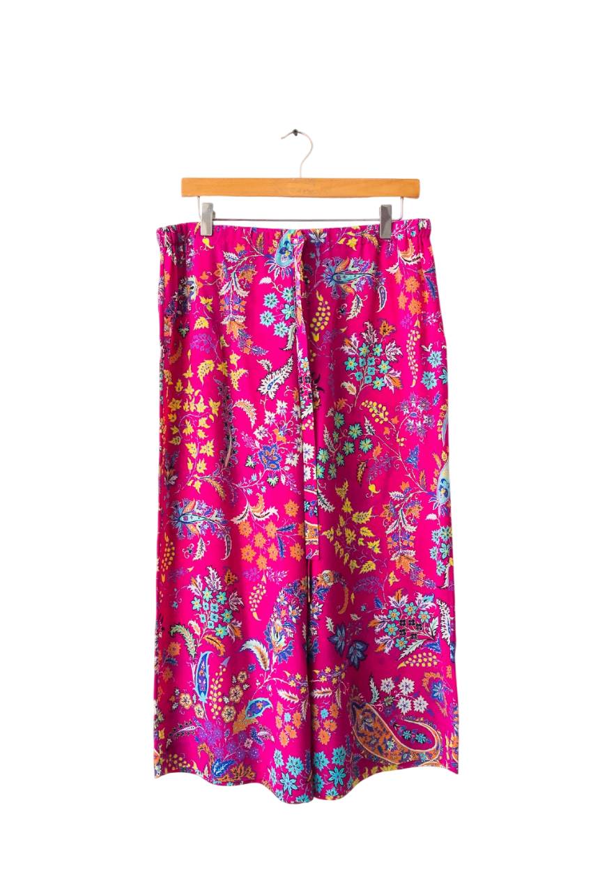 Etro Pink 100% Silk Floral Drawstring Culottes UK 14