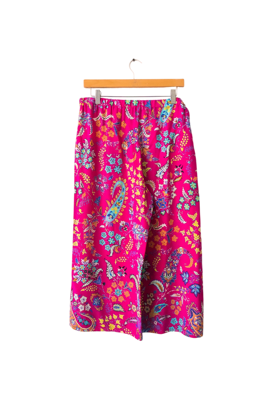 Etro Pink 100% Silk Floral Drawstring Culottes UK 14