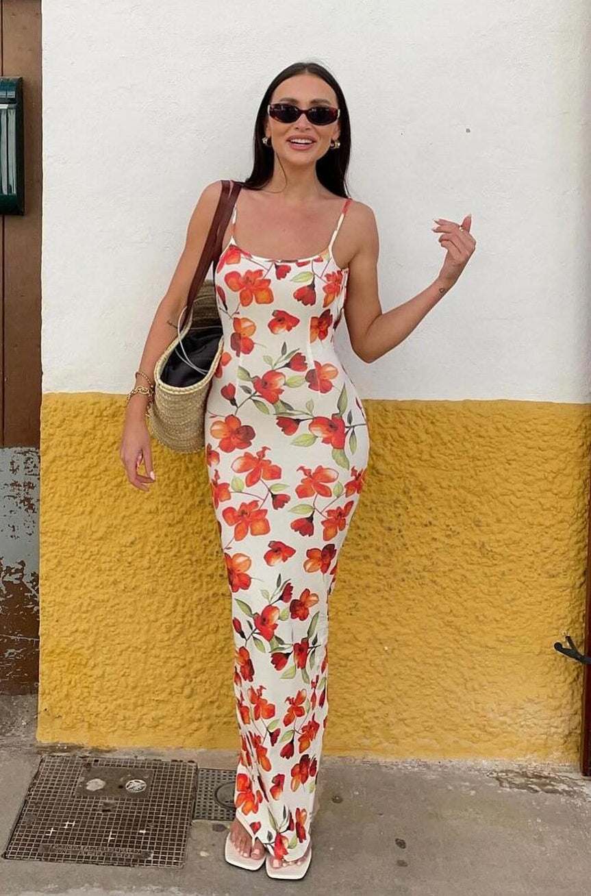 SLA The Label White Floral Capri Dress UK XXS