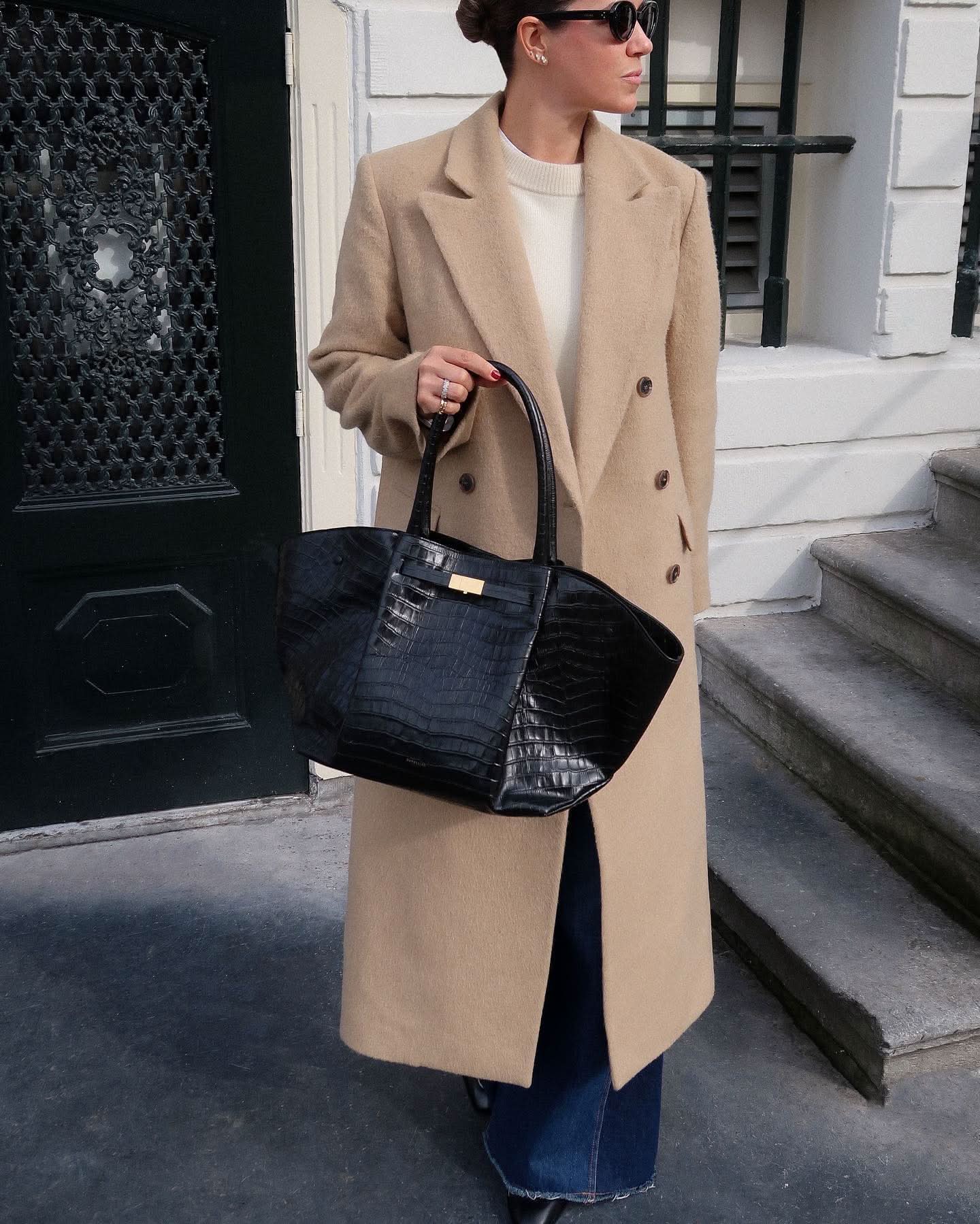 Almada Label Camel Double-breasted Wool & Mohair Blend Coat UK M