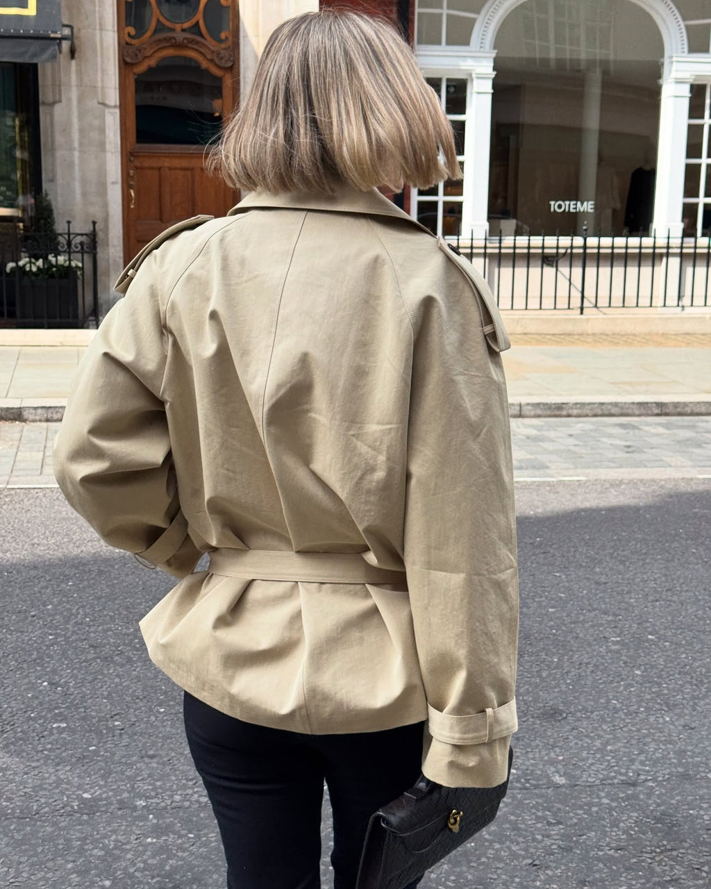 Source Unknown Beige Cropped Belted Trench Coat One Size