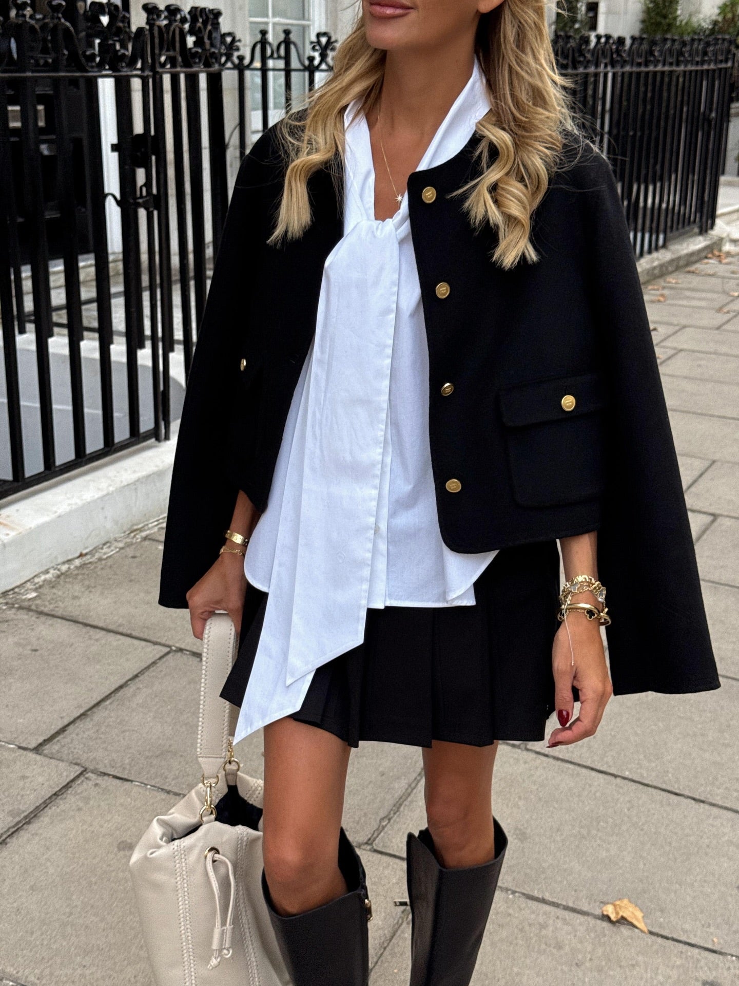 Tommy Hilfiger Black Timeless Wool Blend Pleated Mini Skirt UK 6