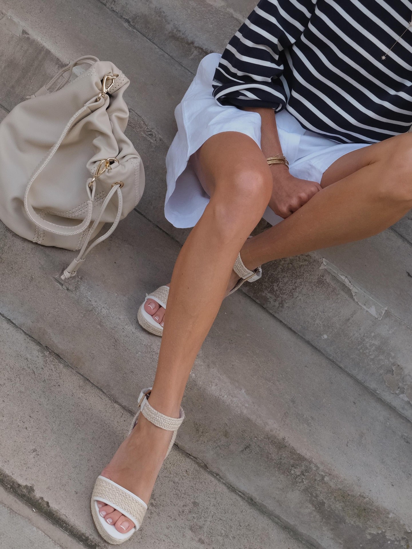 Tommy Hilfiger Cream TH Soft Bucket Bag