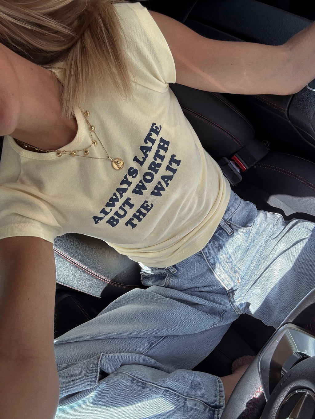 SUBDUED Yellow Always Late T-shirt UK XS