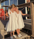 The Tiny Universe White Full Skirt Bow Shoulder Dress 4 Years