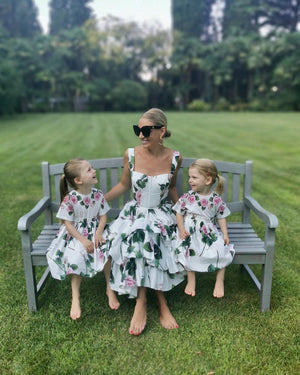 DOLCE & GABBANA White Rose Print Dress 4 Years