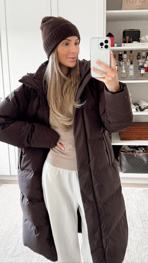 UNIQLO Brown Longline Hooded Puffer UK XS