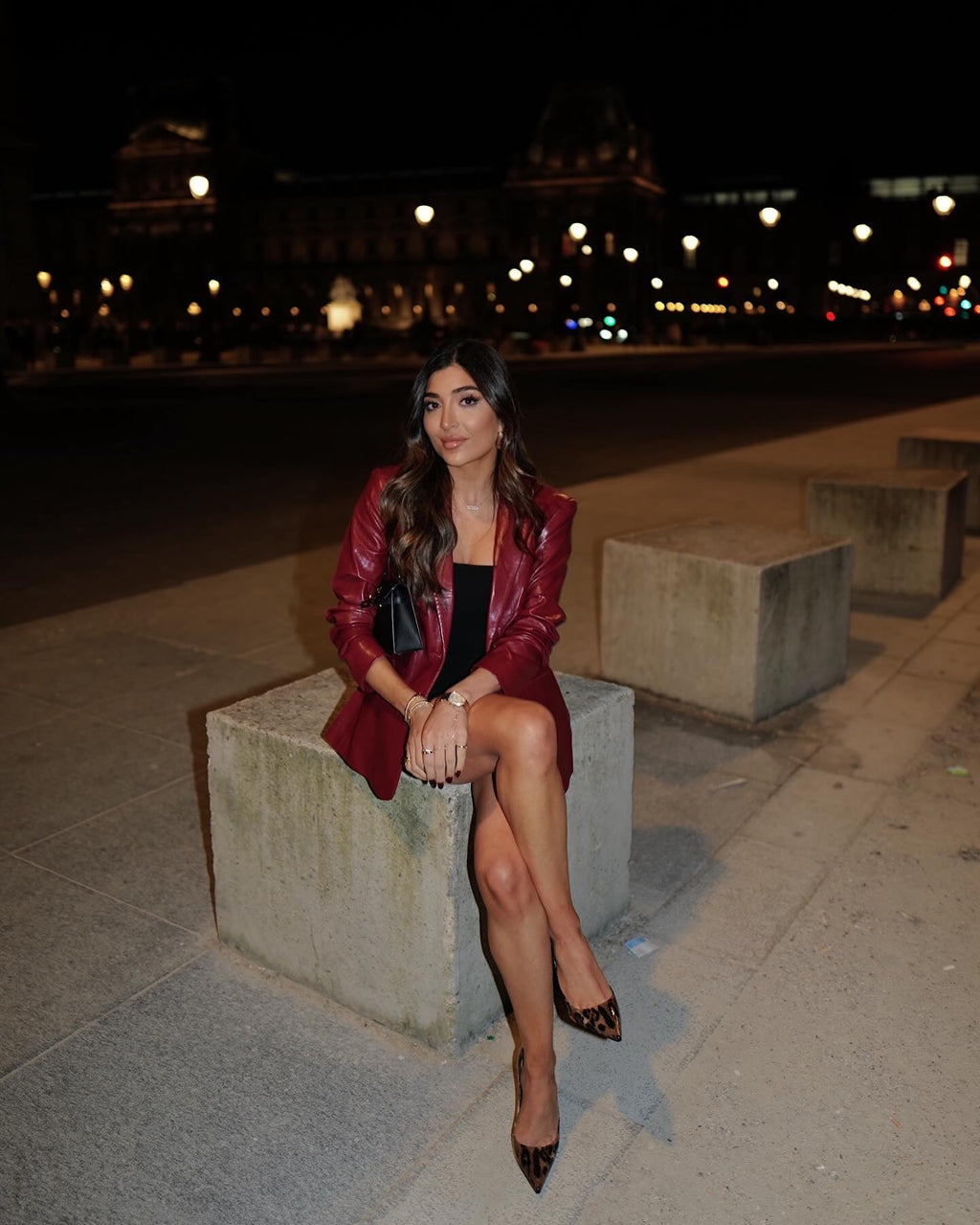 CINQ A SEPT Dark Red Ruched Sleeve Faux Leather Blazer Sz00 UK XXS