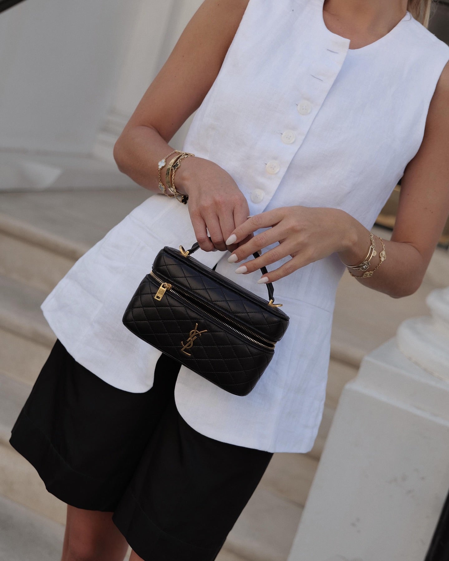 Faithful The Brand White 100% Linen Long Waistcoat Top UK 8