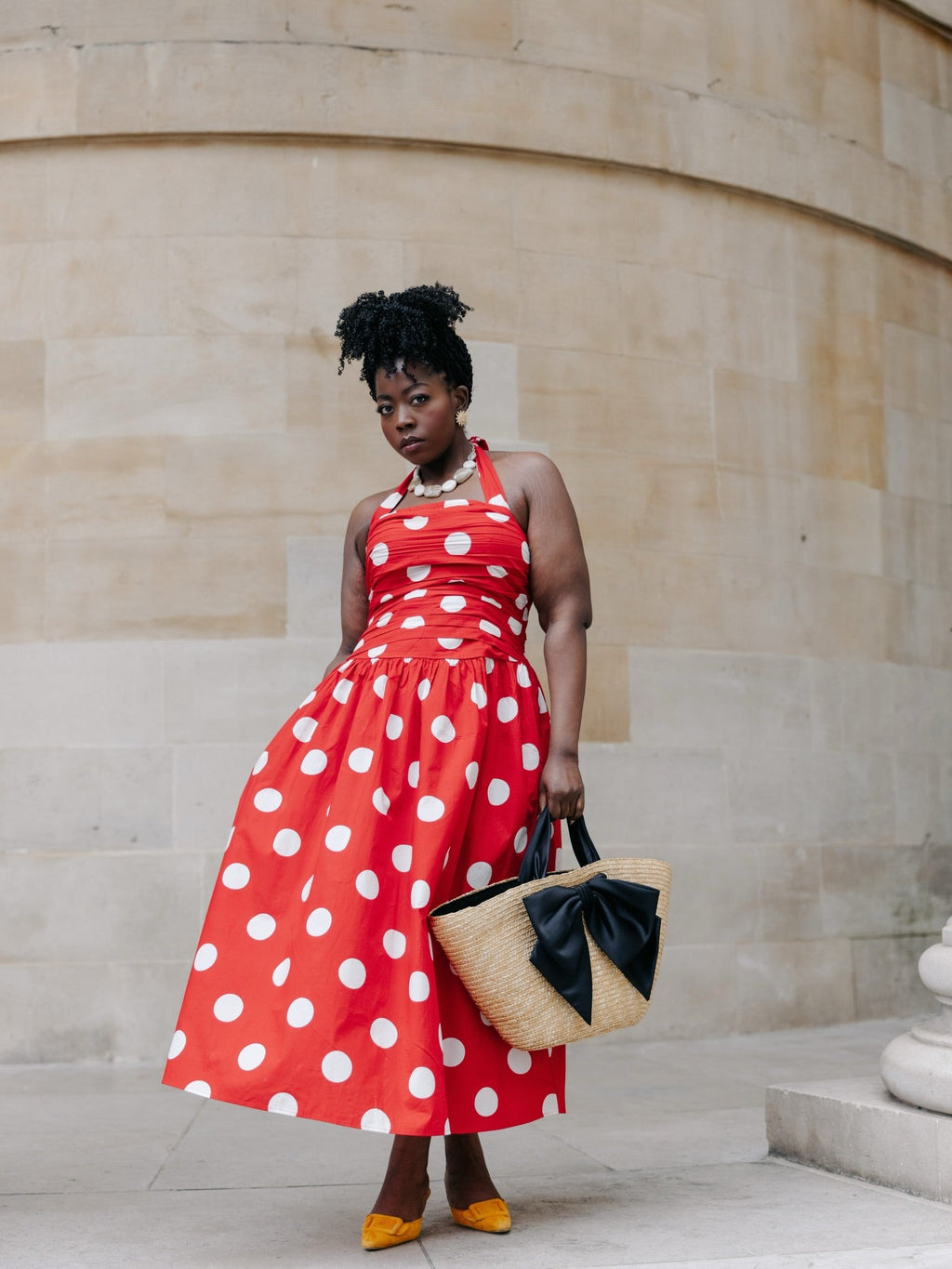 Nobody's Child Red Polka Dot Halterneck Lilah Midi Dress UK 16