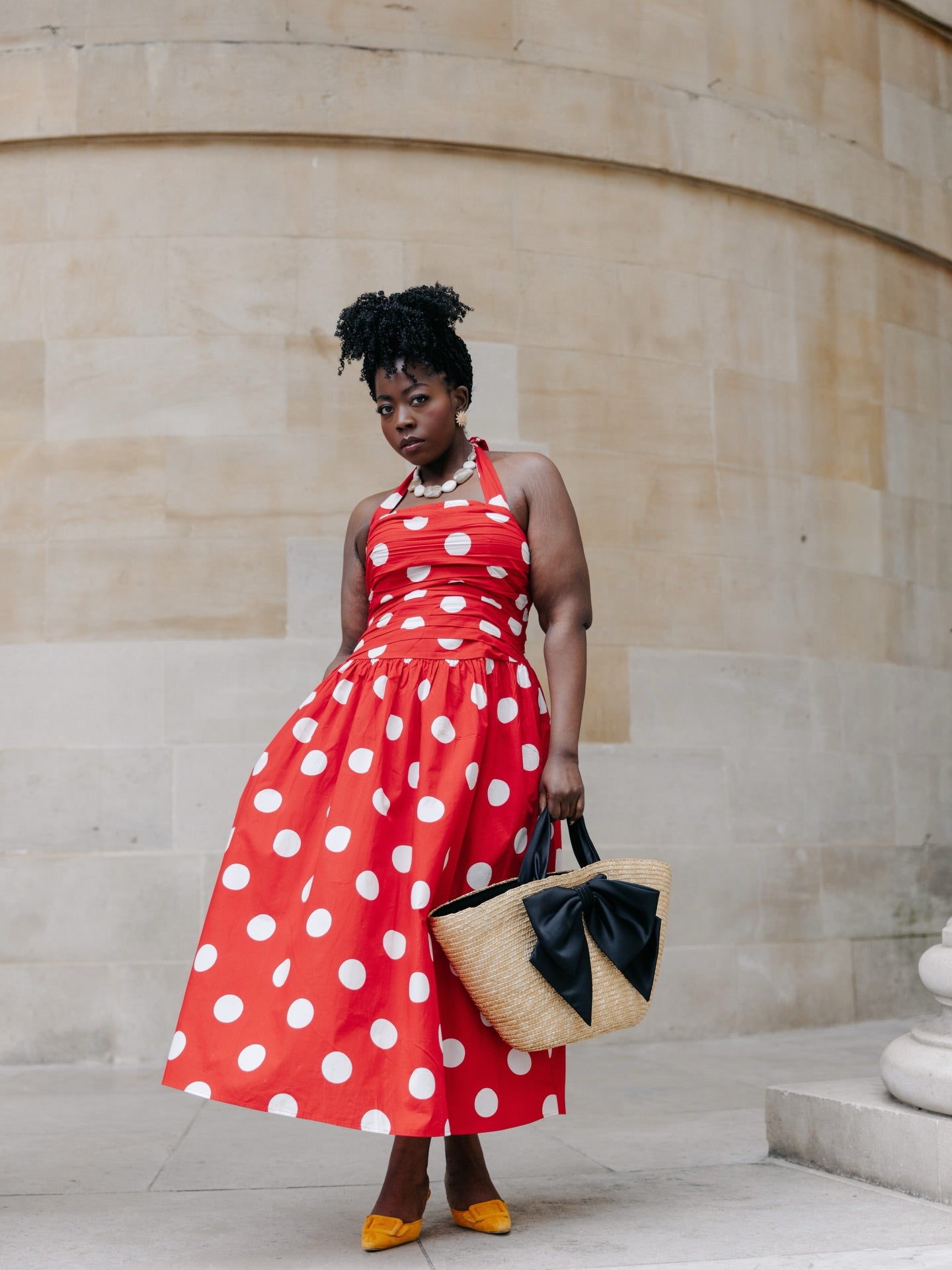 Nobody's Child Red Polka Dot Halterneck Lilah Midi Dress UK 16