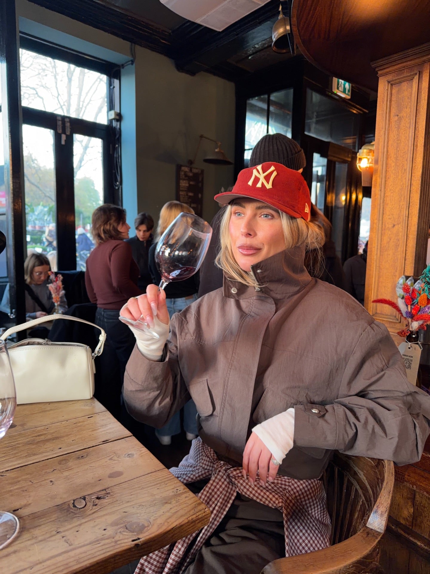 THE COUTURE CLUB Brown 2-piece Funnel Neck Shell Jacket (UK 8) And Barrel Leg Trousers Set UK 6