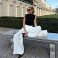 ME + EM White Satin Back Crepe Wide-leg Trouser UK 6