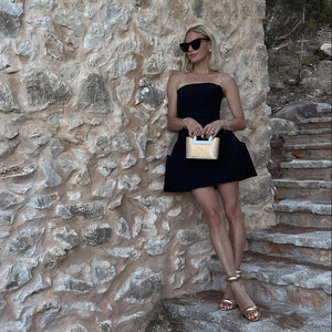 Maticevski Black Bandeau Granada Mini Dress UK 6