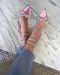 MACH & MACH Rosa Pink Satin Double Bow Satin Pumps UK 5 EU 38