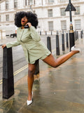 ASOS 2-piece Green Design Tailored Gold Button Blazer And Skort Set UK 16