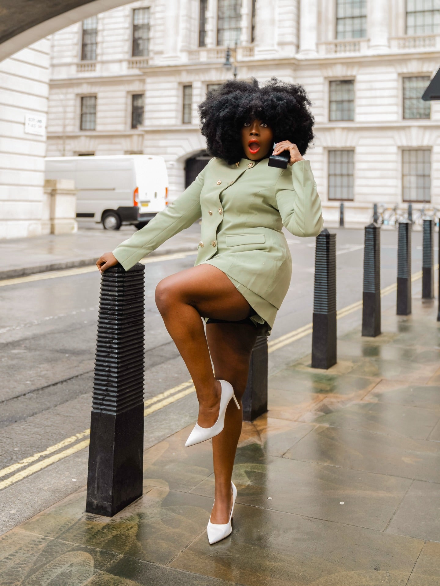 ASOS 2-piece Green Design Tailored Gold Button Blazer And Skort Set UK 16