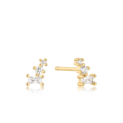 ANIA HAIE Glam Mini Climber Gold Stud Earrings - Gift Boxed