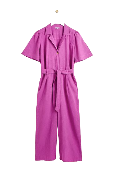 Oliver Bonas Purple Linen/viscose Blend Jumpsuit UK 6