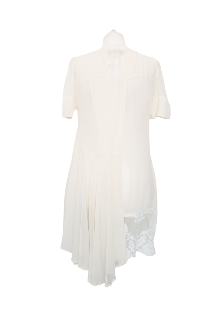 Twin-set Cream Silk Chiffon Lace trim Dress UK L