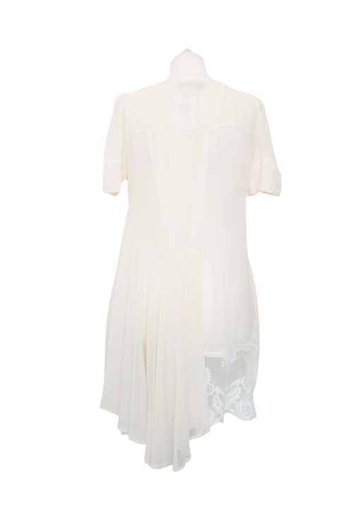 Twin-set Cream Silk Chiffon Lace trim Dress UK L