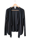 REISS 1971 Black Silky Waterfall Cardigan UK XS
