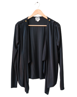 REISS 1971 Black Silky Waterfall Cardigan UK XS