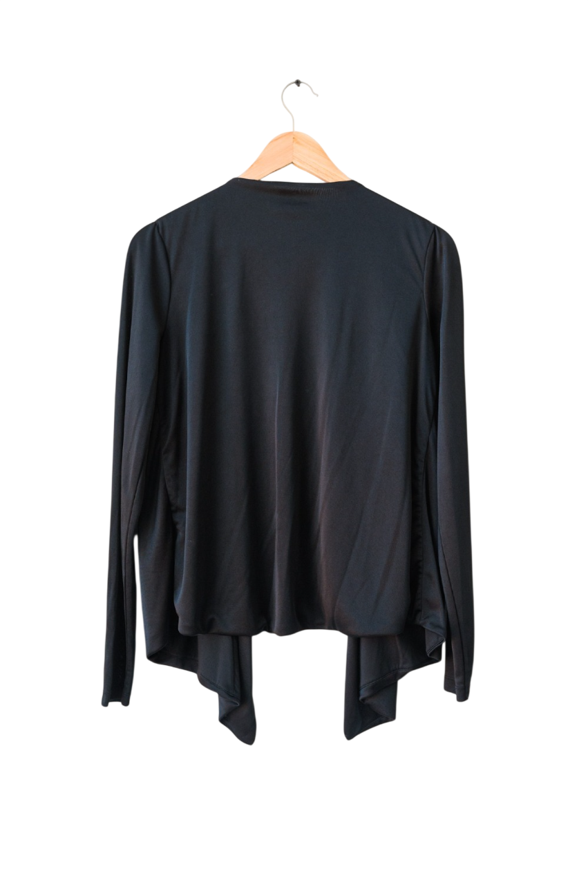 REISS 1971 Black Silky Waterfall Cardigan UK XS