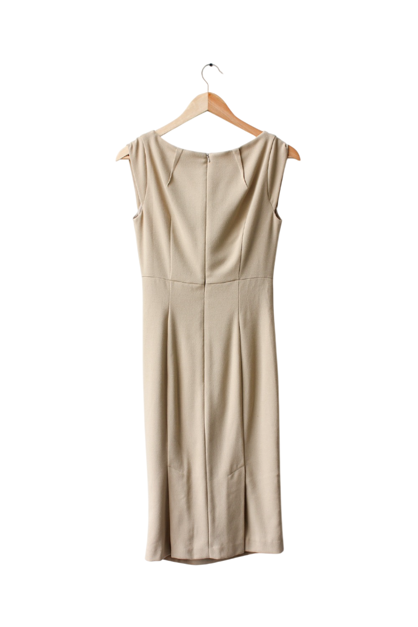 Phase Eight Beige Ruched Side Pencil Dress UK 8
