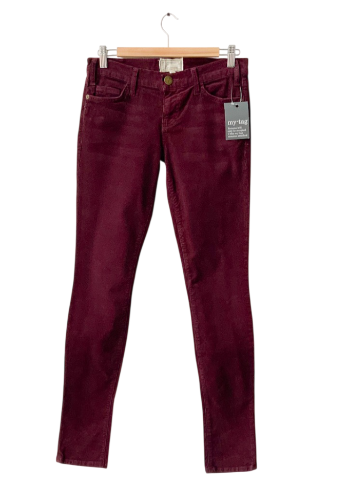 Current/Elliott Red Burgundy Corduroy Skinny Jeans UK 10