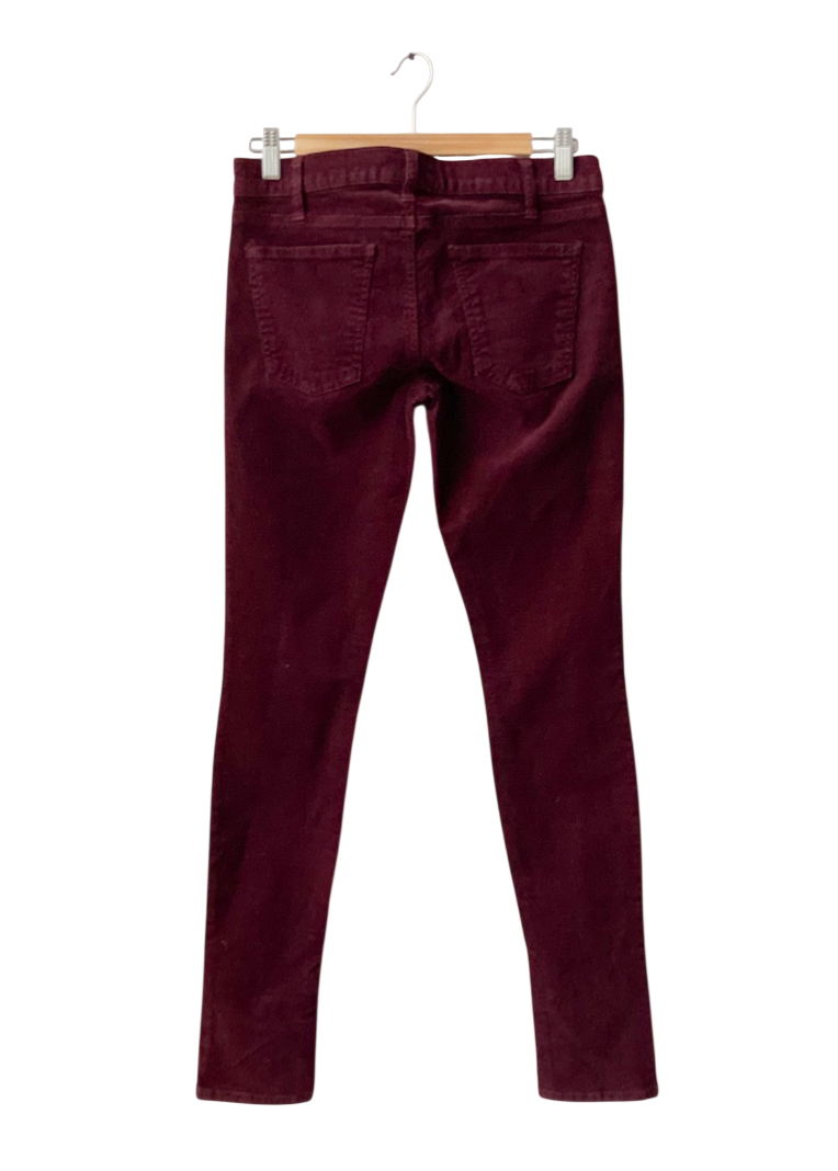 Current/Elliott Red Burgundy Corduroy Skinny Jeans UK 10