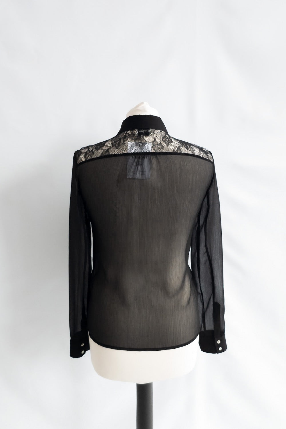 REISS Black Pierre Lace Shirt UK 6