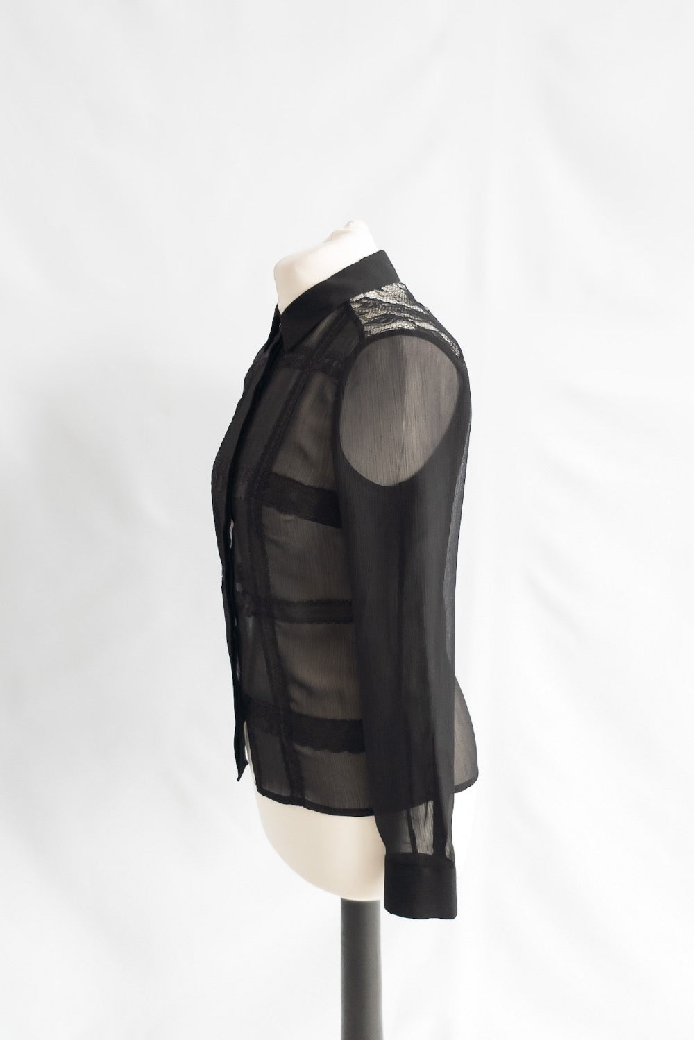 REISS Black Pierre Lace Shirt UK 6