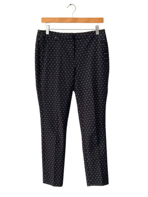 Adrianna Papell Black Mid rise Diamond Print Straight Leg Trousers UK 10