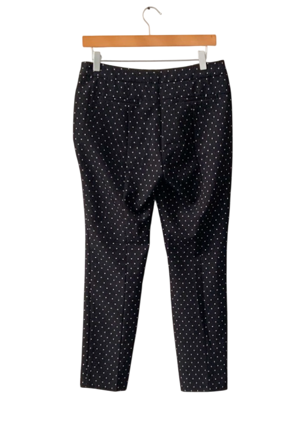 Adrianna Papell Black Mid rise Diamond Print Straight Leg Trousers UK 10