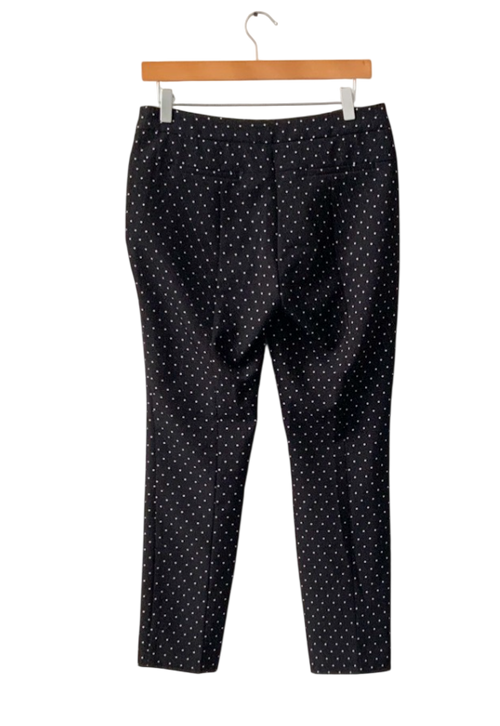 Adrianna Papell Black Mid rise Diamond Print Straight Leg Trousers UK 10