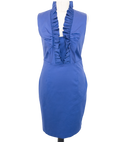 Ted Baker Royal Purple Ruffle Pencil Dress UK 12