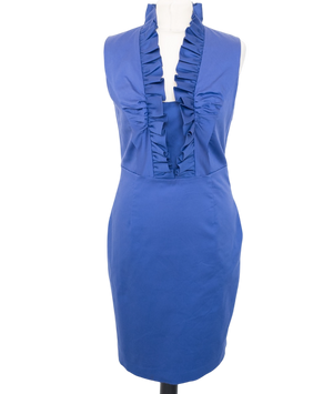 Ted Baker Royal Purple Ruffle Pencil Dress UK 12