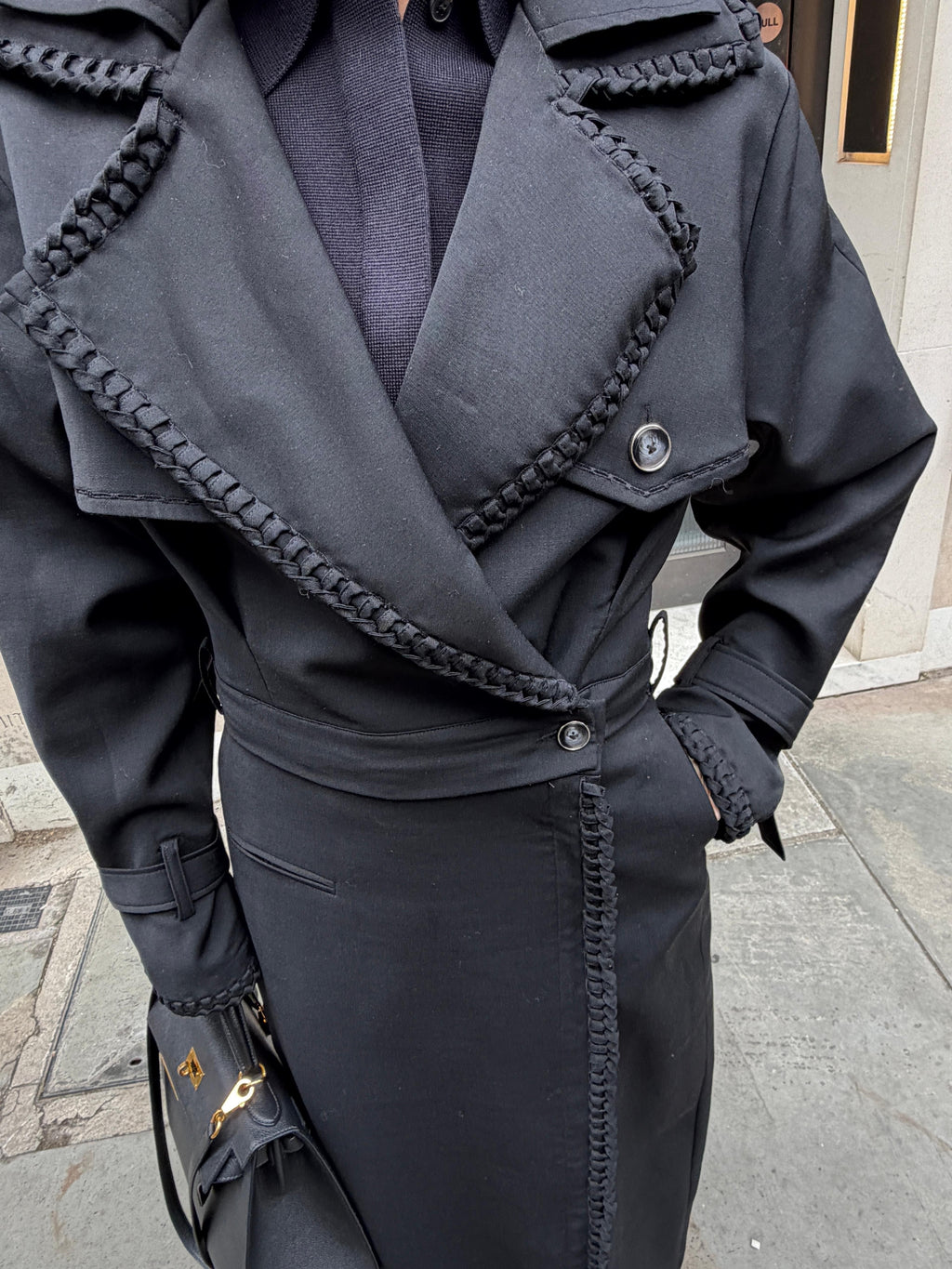 Bastet Noir Black Convertible The Modular Trench Coat / Skirt / Short Trench Fr38 UK 10